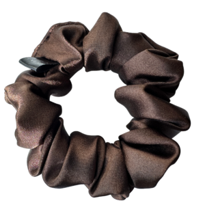 Saténová scrunchie medium – Hnědá