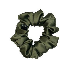 Saténová scrunchie medium - Khaki