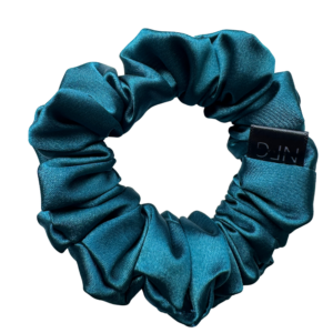 Saténová scrunchie mini – Petrolejová