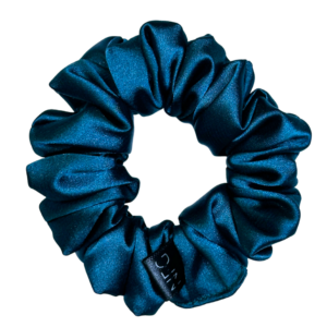 Saténová scrunchie medium – Petrolejová