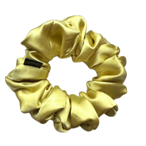 Saténová scrunchie medium – Olive Gold